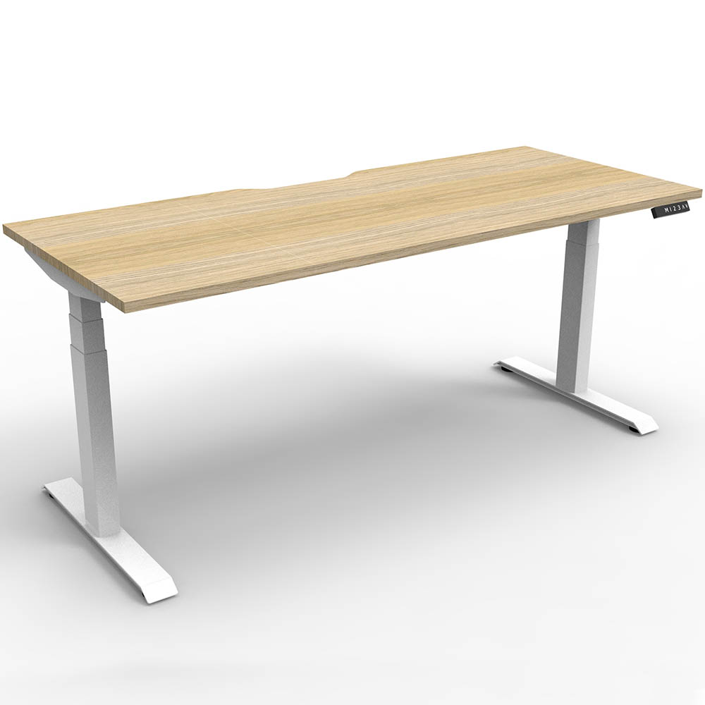 Image for RAPIDLINE BOOST PLUS HEIGHT ADJUSTABLE SINGLE SIDED WORKSTATION 1500 X 750MM NATURAL OAK TOP / WHITE FRAME from Angletons Office National
