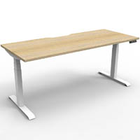rapidline boost plus height adjustable single sided workstation 1800 x 750mm natural oak top / white frame