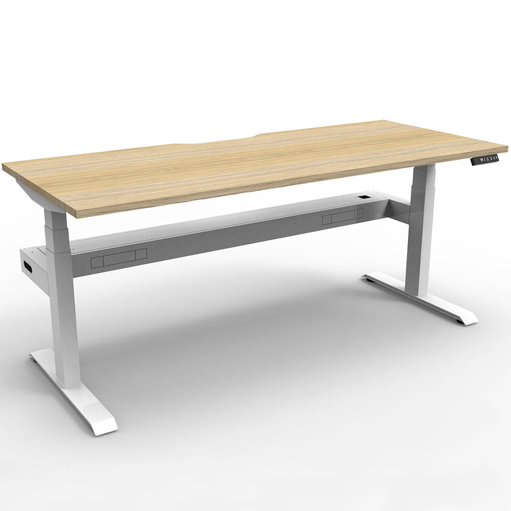 Image for RAPIDLINE BOOST PLUS HEIGHT ADJUSTABLE SINGLE SIDED WORKSTATION WITH CABLE TRAY 1200 X 750MM NATURAL OAK TOP / WHITE FRAME from Complete Stationery Office National (Devonport & Burnie)
