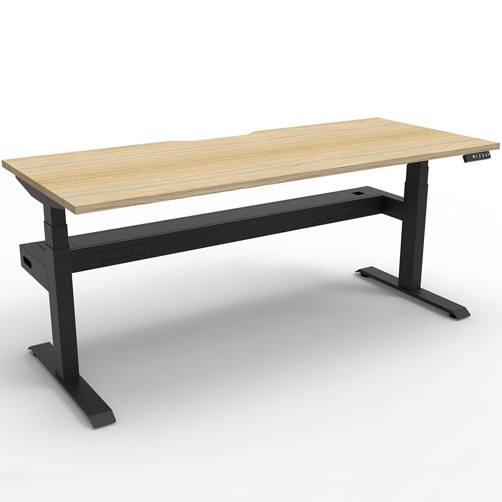 Image for RAPIDLINE BOOST PLUS HEIGHT ADJUSTABLE SINGLE SIDED WORKSTATION WITH CABLE TRAY 1500 X 750MM NATURAL OAK TOP / BLACK FRAME from Aztec Office National Melbourne