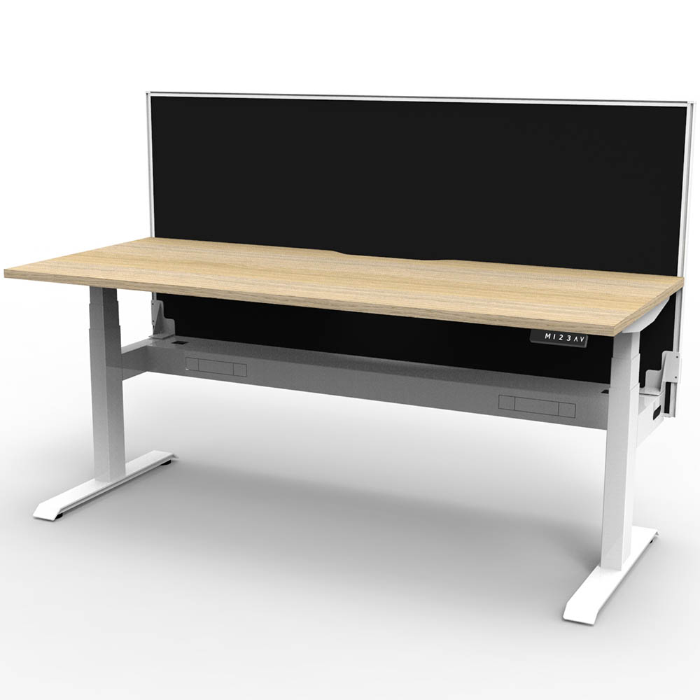 Image for RAPIDLINE BOOST PLUS HEIGHT ADJUSTABLE SINGLE SIDED WORKSTATION WITH SCREEN / CABLE TRAY 1200 X 750MM NATURAL OAK TOP / WHITE F from Office National Kalgoorlie
