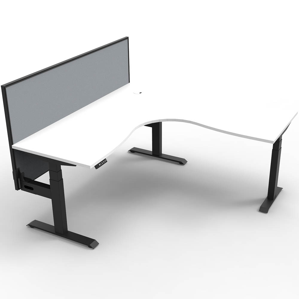 Image for RAPIDLINE BOOST PLUS HEIGHT ADJUSTABLE CORNER WORKSTATION WITH SCREEN 1800 X 1500 X 750MM NATURAL WHITE TOP / BLACK FRAME / GRE from OFFICE NATIONAL CANNING VALE