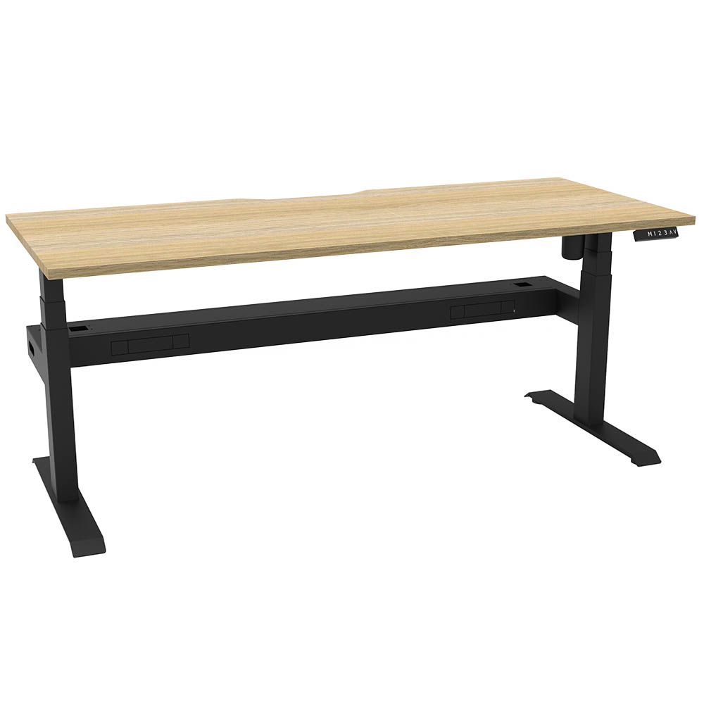 Image for RAPIDLINE BOOST LIGHT SINGLE SIDED WORKSTATION WITH CABLE TRAY 1200MM NATURAL OAK TOP / BLACK FRAME from Office National