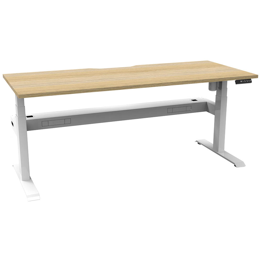 Image for RAPIDLINE BOOST LIGHT SINGLE SIDED WORKSTATION WITH CABLE TRAY 1200MM NATURAL OAK TOP / WHITE FRAME from Office National