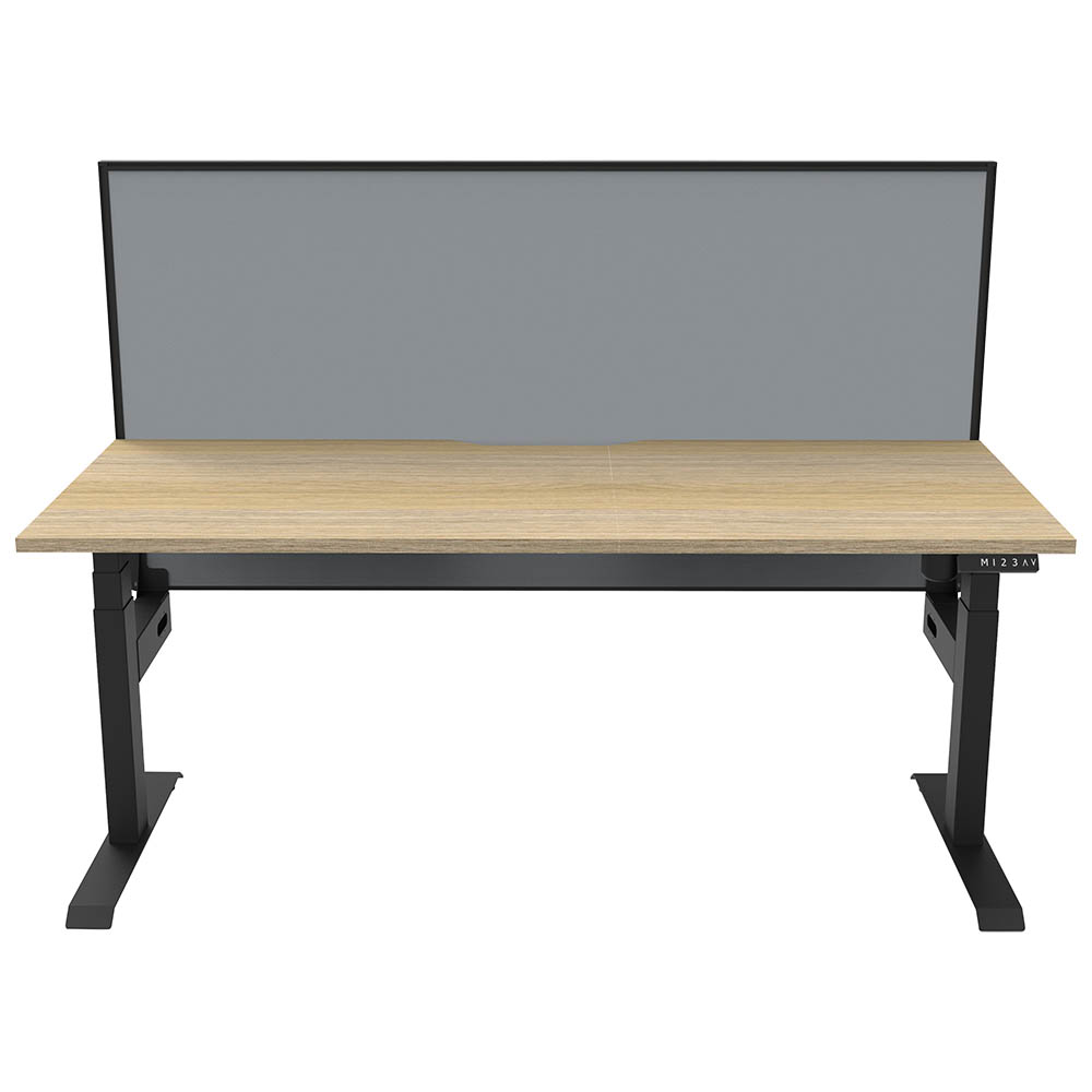Image for RAPIDLINE BOOST LIGHT SINGLE SIDED WORKSTATION WITH SCREEN 1200MM NATURAL OAK TOP / BLACK FRAME / GREY SCREEN from Paul John Office National