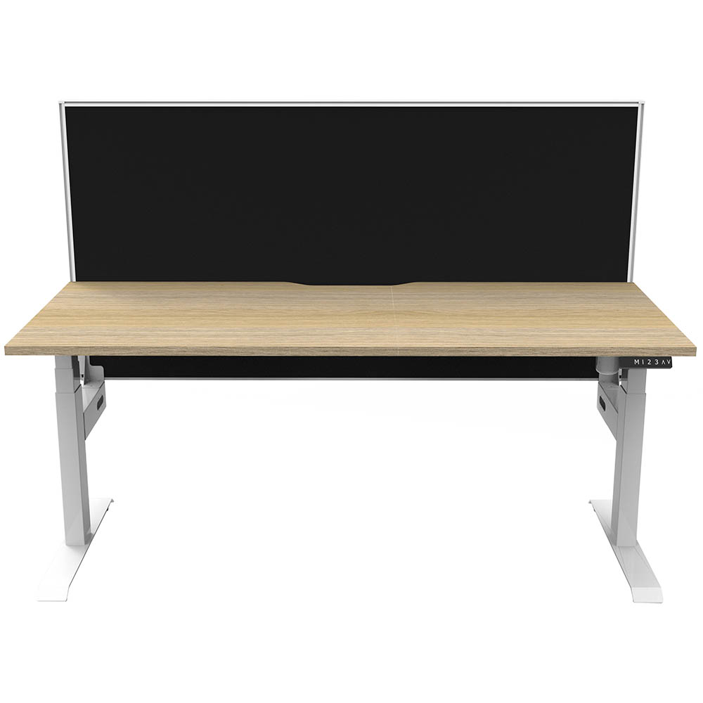 Image for RAPIDLINE BOOST LIGHT SINGLE SIDED WORKSTATION WITH SCREEN 1200MM NATURAL OAK TOP / WHITE FRAME / BLACK SCREEN from Paul John Office National