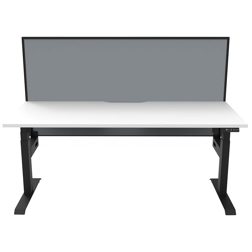 Image for RAPIDLINE BOOST LIGHT SINGLE SIDED WORKSTATION WITH SCREEN 1200MM NATURAL WHITE TOP / BLACK FRAME / GREY SCREEN from Office National
