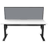 rapidline boost light single sided workstation with screen 1200mm natural white top / black frame / grey screen