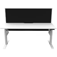 rapidline boost light single sided workstation with screen 1200mm natural white top / white frame / black screen