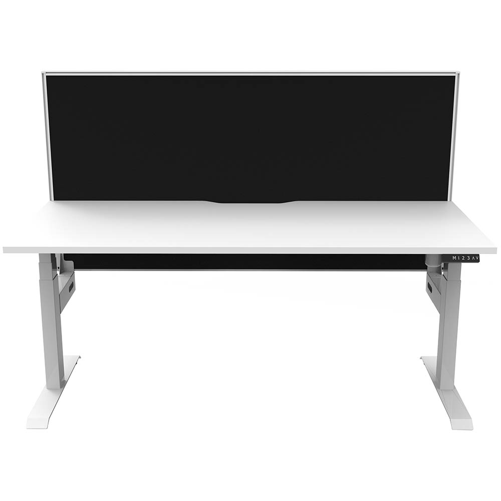 Image for RAPIDLINE BOOST LIGHT SINGLE SIDED WORKSTATION WITH SCREEN 1500MM NATURAL WHITE TOP / WHITE FRAME / BLACK SCREEN from Paul John Office National