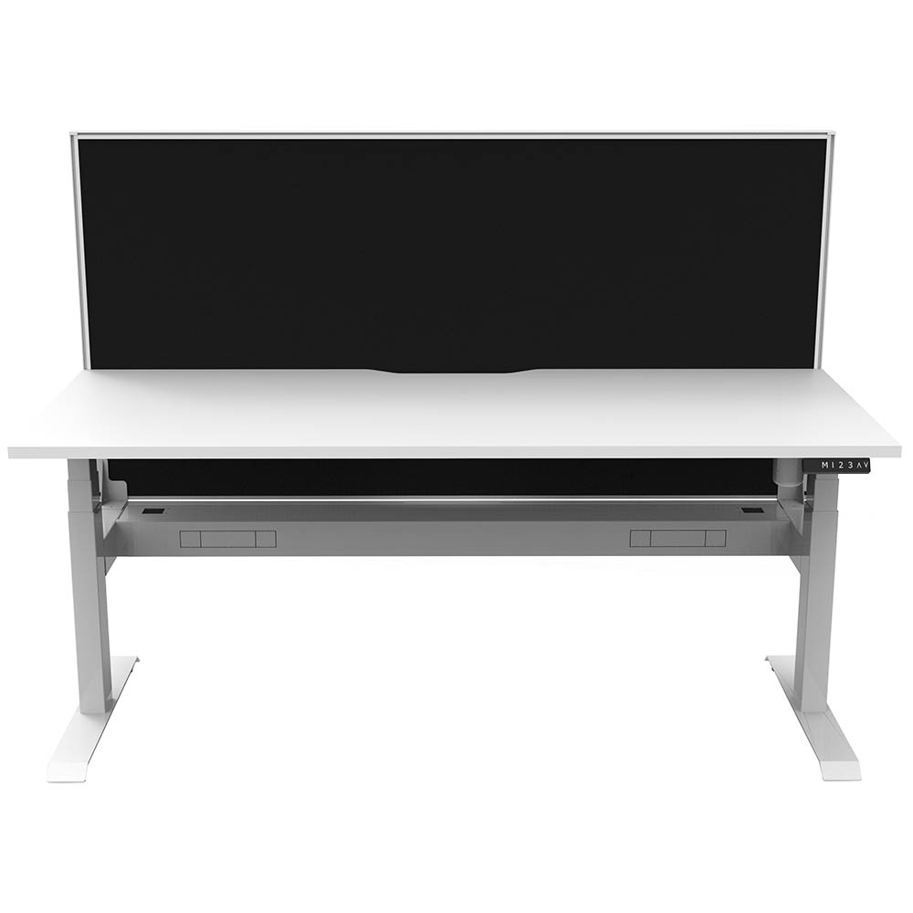 Image for RAPIDLINE BOOST LIGHT SINGLE SIDED WORKSTATION WITH SCREEN AND CABLE TRAY 1200MM NATURAL WHITE TOP / WHITE FRAME / BLACK SCREEN from Surry Office National