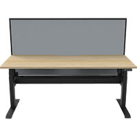rapidline boost light single sided workstation with screen  and cable tray 1500mm natural oak top / black frame / grey screen