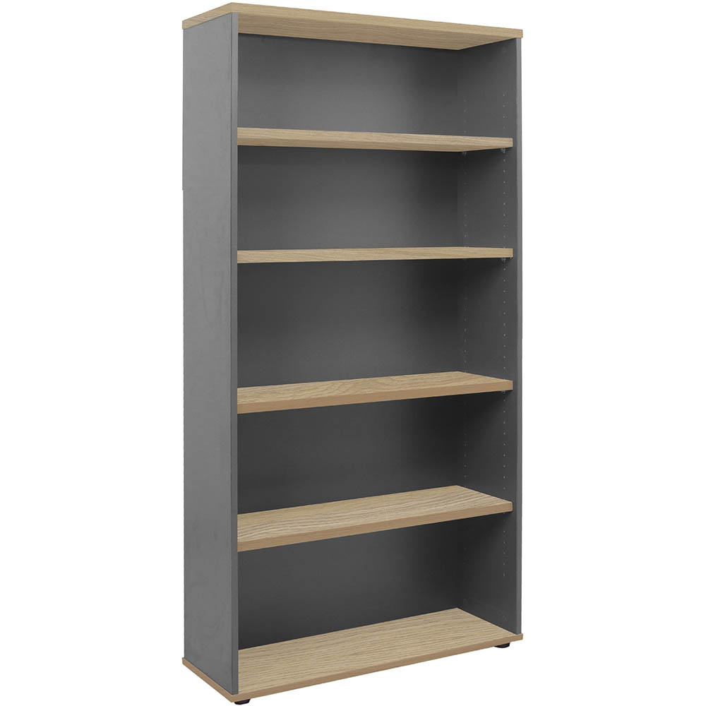 Image for RAPID WORKER BOOKCASE 4 SHELF 900 X 315 X 1800MM OAK/IRONSTONE from Office National Perth CBD