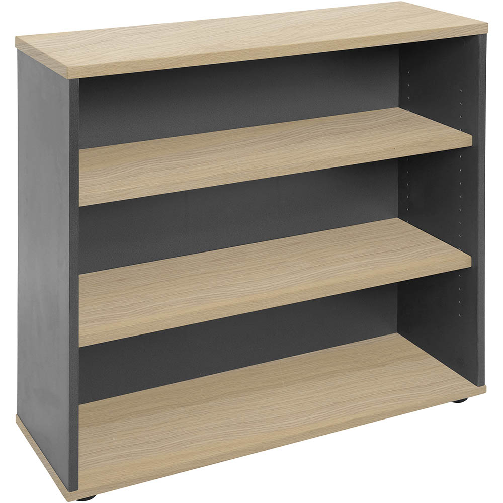 Image for RAPID WORKER BOOKCASE 3 SHELF 900 X 315 X 900MM OAK/IRONSTONE from Angletons Office National