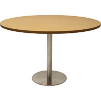 rapidline round table disc base 1200mm natural oak/stainless steel