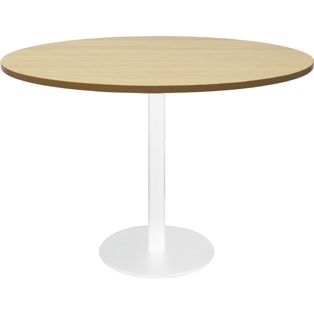 Image for RAPIDLINE ROUND TABLE DISC BASE 1200MM NATURAL OAK/WHITE from Complete Stationery Office National (Devonport & Burnie)
