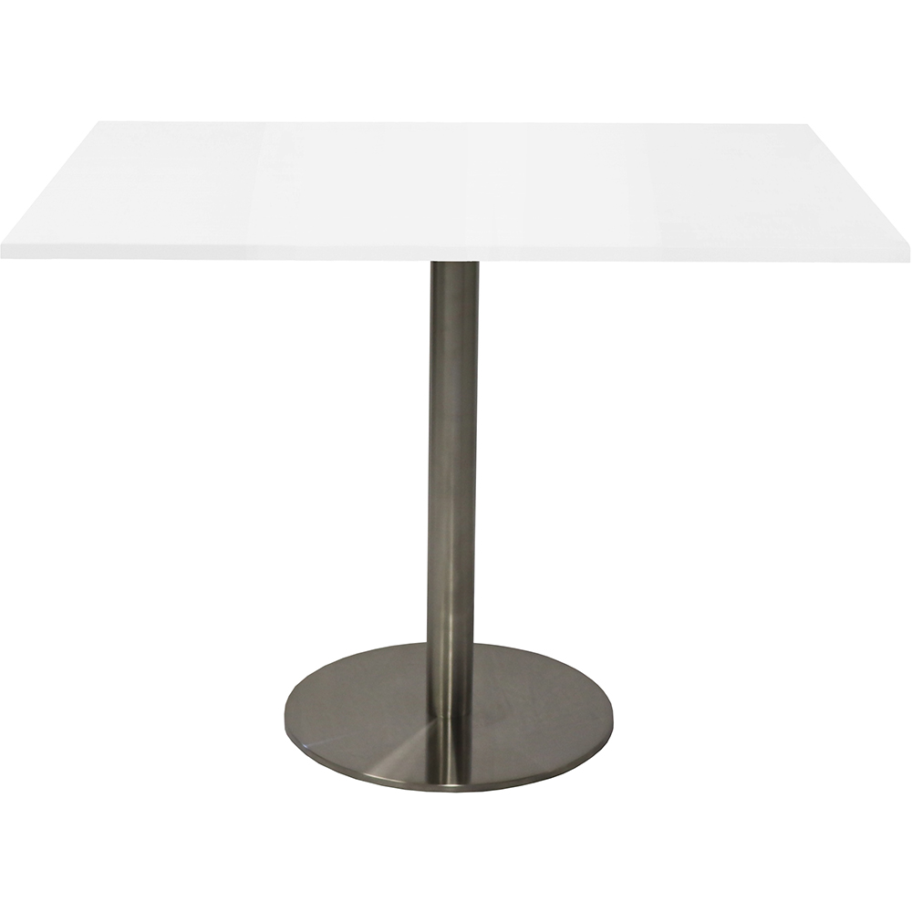 Image for RAPIDLINE SQUARE MEETING TABLE DISC BASE 900MM NATURAL WHITE/STAINLESS STEEL from Officebarn Office National