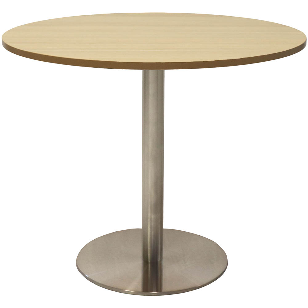 Image for RAPIDLINE ROUND TABLE DISC BASE 900MM NATURAL OAK/STAINLESS STEEL from PaperChase Office National