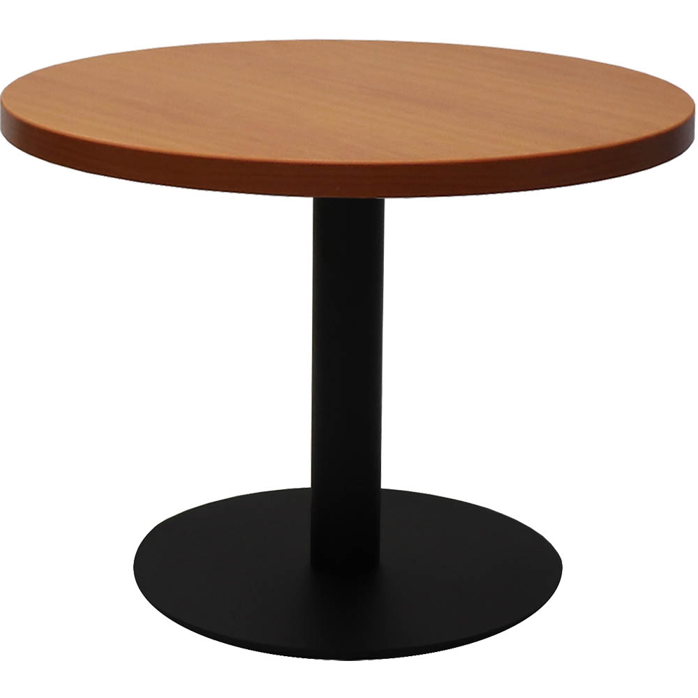 Image for RAPIDLINE CIRCULAR COFFEE TABLE 600 X 425MM CHERRY COLOURED TABLE TOP / BLACK POWDER COAT BASE from Office National