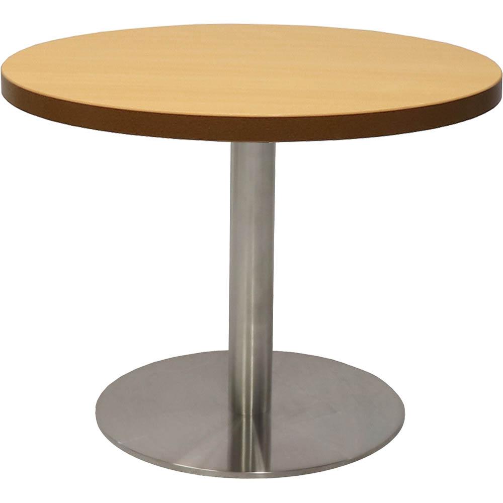 Image for RAPIDLINE CIRCULAR COFFEE TABLE 600 X 425MM CHERRY COLOURED TABLE TOP / STAINLESS STEEL BASE from Angletons Office National