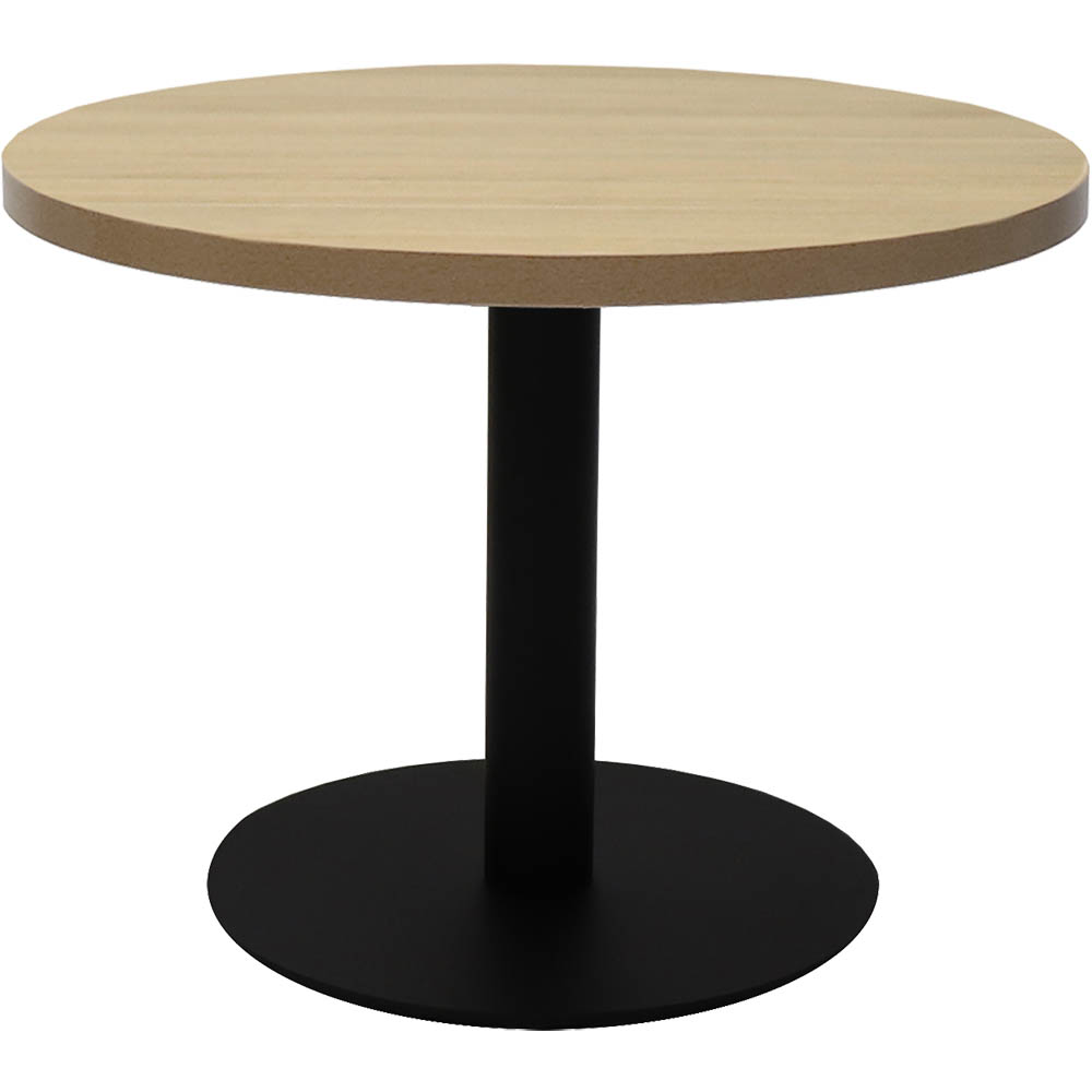 Image for RAPIDLINE CIRCULAR COFFEE TABLE 600 X 425MM NATURAL OAK TABLE TOP / BLACK POWDER COAT BASE from Surry Office National