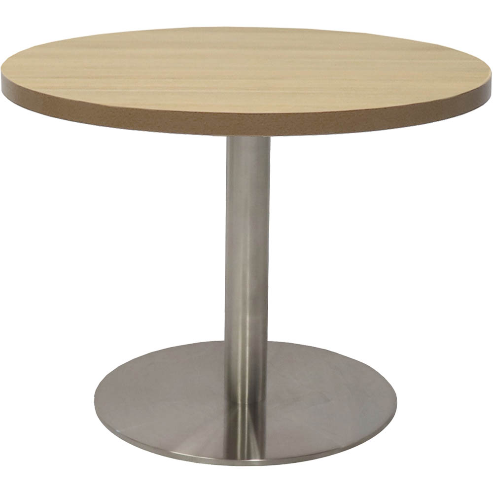 Image for RAPIDLINE CIRCULAR COFFEE TABLE 600 X 425MM NATURAL OAK TABLE TOP / STAINLESS STEEL BASE from PaperChase Office National