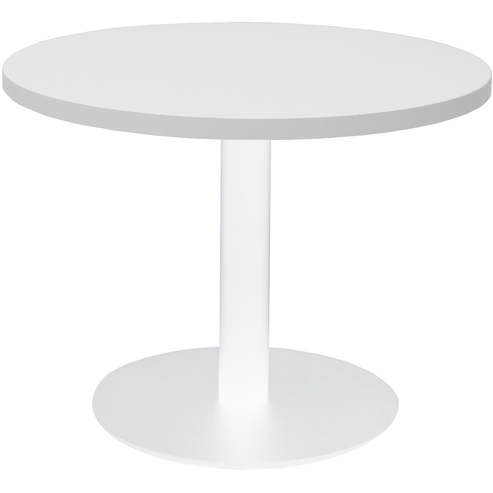Image for RAPIDLINE CIRCULAR COFFEE TABLE 600 X 425MM NATURAL WHITE TABLE TOP / WHITE POWDER COAT BASE from Darwin Business Machines Office National