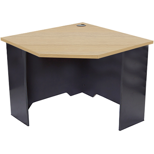 Image for RAPID WORKER CORNER WORKSTATION UNIT 900 X 900 X 600MM OAK/IRONSTONE from PaperChase Office National