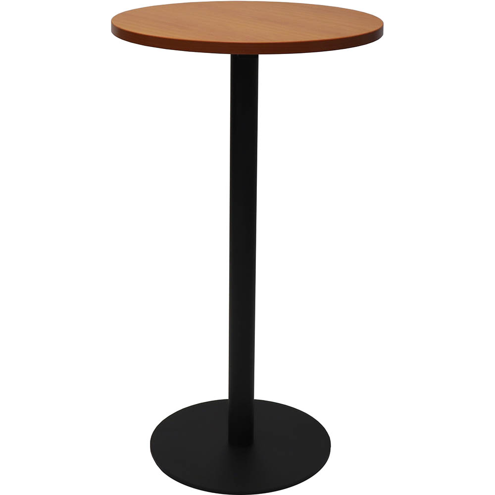 Image for RAPIDLINE DRY BAR TABLE 600 X 1050MM CHERRY COLOURED TABLE TOP / BLACK POWDER COAT BASE from Discount Office National