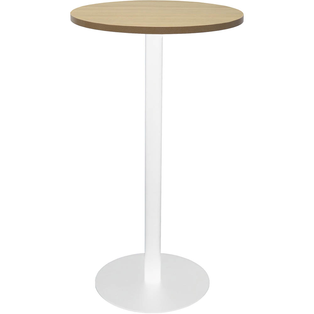 Image for RAPIDLINE DRY BAR TABLE 600 X 1050MM NATURAL OAK TABLE TOP / WHITE POWDER COAT BASE from Discount Office National