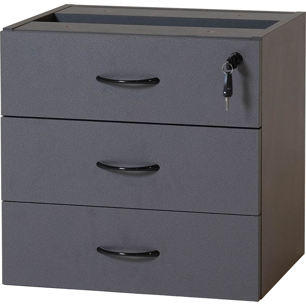 Image for RAPID WORKER FIXED DESK PEDESTAL 3-DRAWER LOCKABLE 465 X 447 X 454MM IRONSTONE from PaperChase Office National