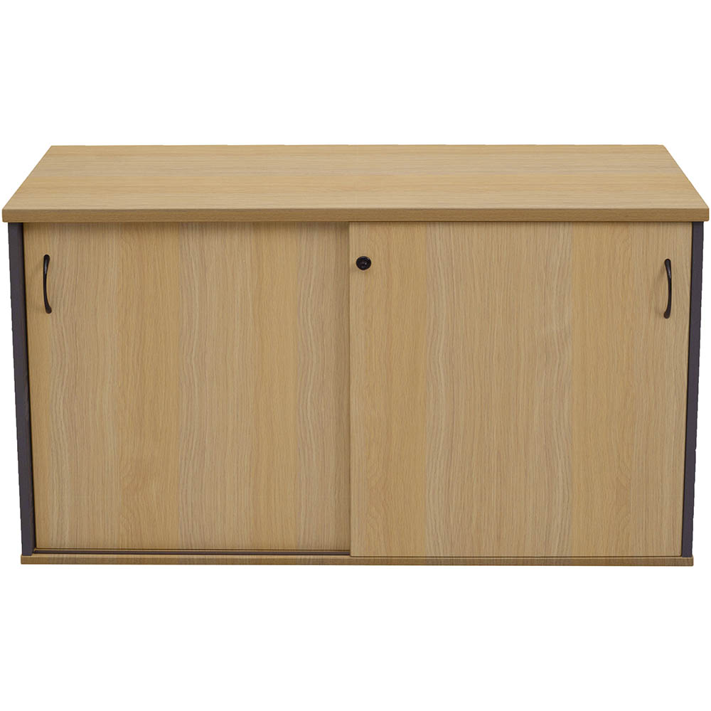 Image for RAPID WORKER SLIDING DOOR CREDENZA 1200 X 450MM OAK/IRONSTONE from PaperChase Office National