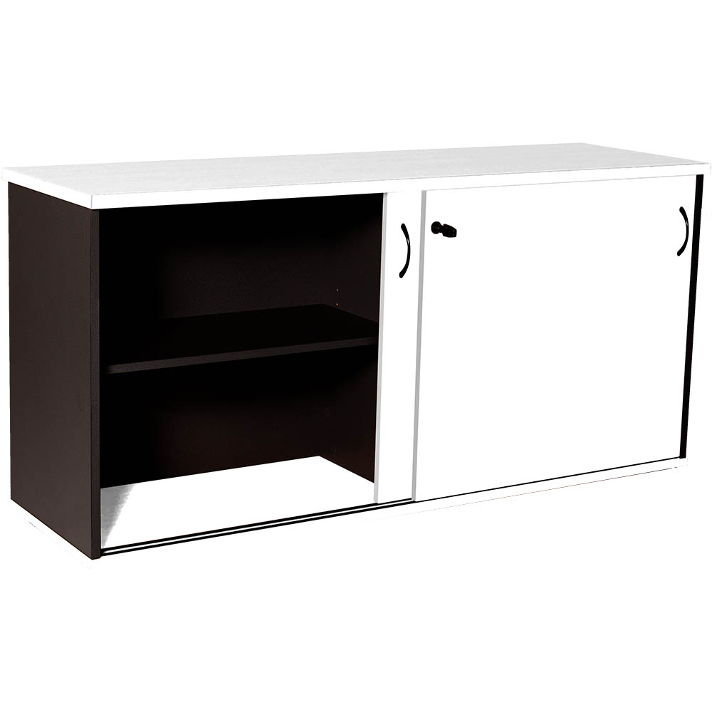 Image for RAPID WORKER SLIDING DOOR CREDENZA 1200 X 450MM WHITE/IRONSTONE from SBA Office National - Darwin