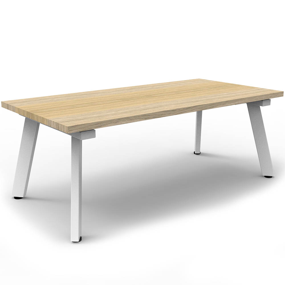 Image for RAPIDLINE ETERNITY COFFEE TABLE 1200 X 600MM NATURAL OAK/WHITE SATIN from Office National