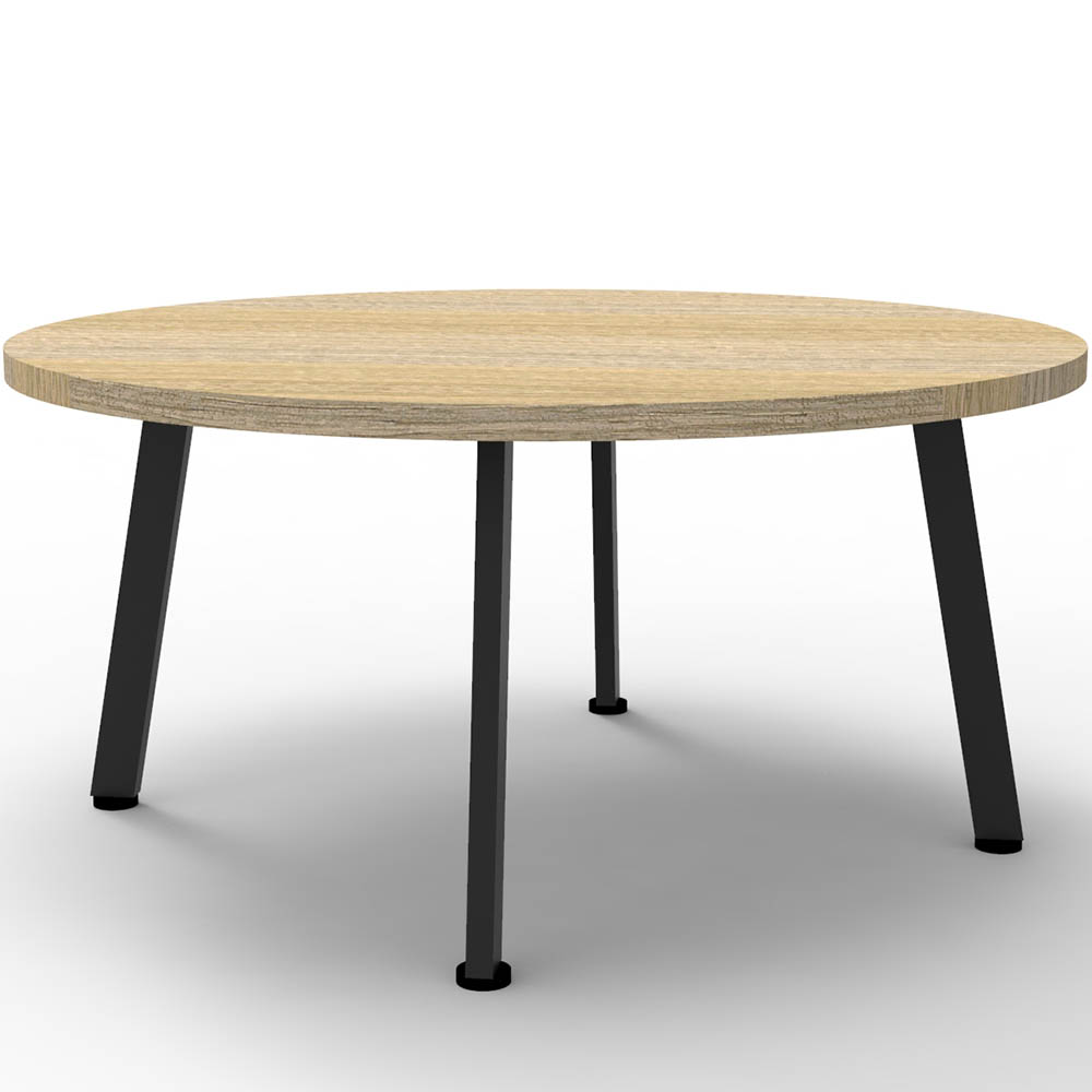 Image for RAPIDLINE ETERNITY COFFEE TABLE 900MM DIA NATURAL OAK/BLACK from Office National Sydney Stationery