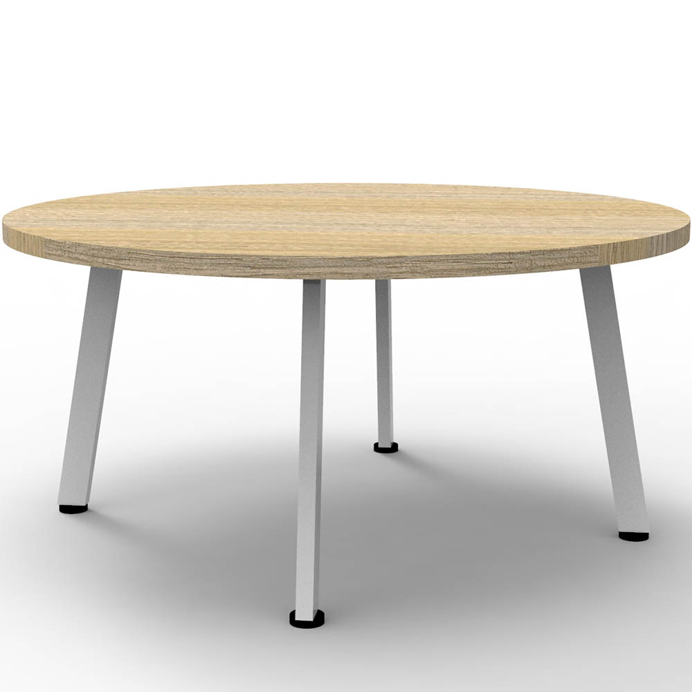 Image for RAPIDLINE ETERNITY COFFEE TABLE 900MM DIA NATURAL OAK/WHITE SATIN from PaperChase Office National