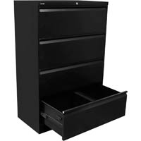go lateral filing cabinet 4 drawer heavy duty 1321 x 900 x 473mm black