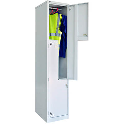 Image for GO STEEL LOCKER 2 STEP DOOR 380 X 455 X 1830MM SILVER GREY from Surry Office National