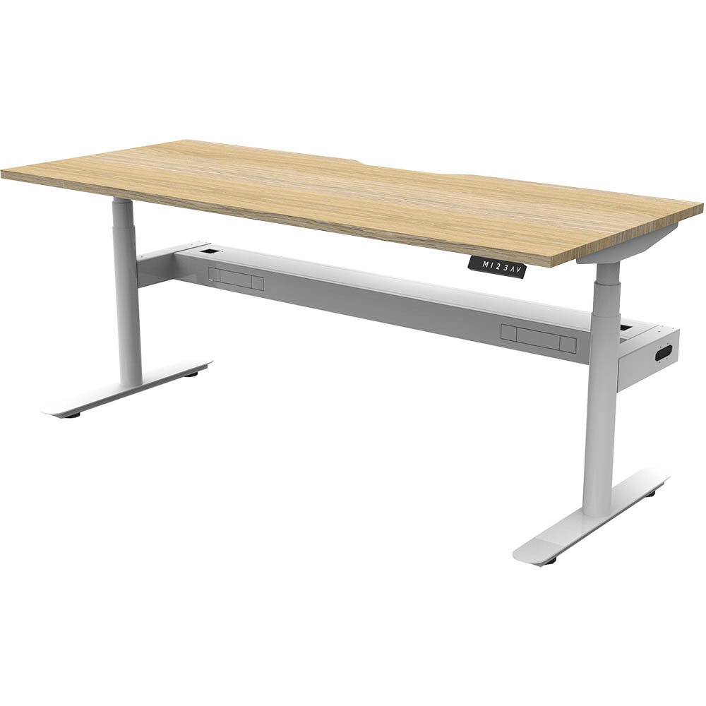 Image for RAPIDLINE HALO PLUS SINGLE SIDED WORKSTATION WITH CABLE TRAY 1200MM NATURAL OAK TOP / WHITE FRAME from Office National