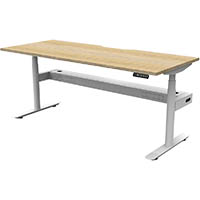 rapidline halo plus single sided workstation with cable tray 1200mm natural oak top / white frame