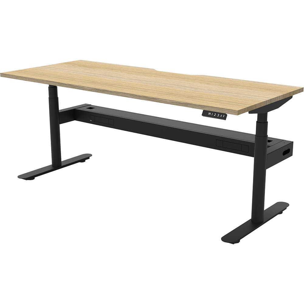 Image for RAPIDLINE HALO PLUS SINGLE SIDED WORKSTATION WITH CABLE TRAY 1800MM NATURAL OAK TOP / BLACK FRAME from OFFICE NATIONAL CANNING VALE