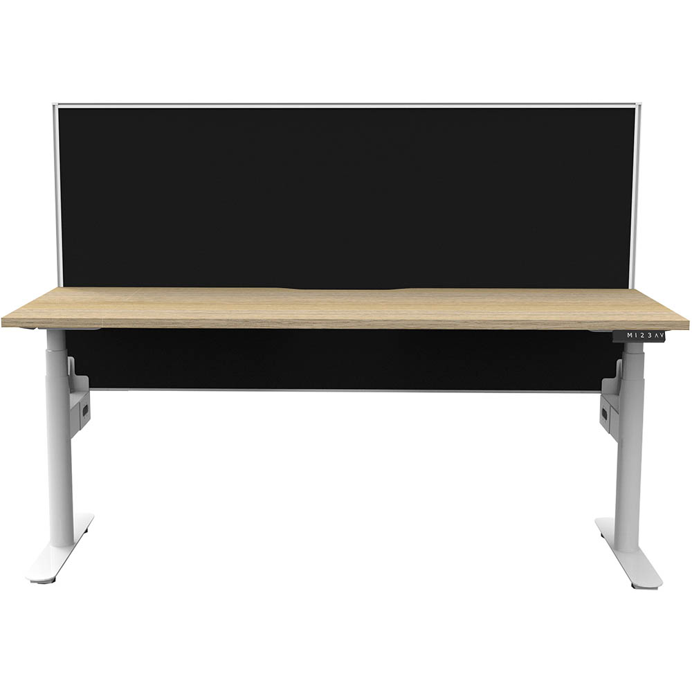 Image for RAPIDLINE HALO PLUS SINGLE SIDED WORKSTATION WITH SCREEN 1200MM NATURAL OAK TOP / WHITE FRAME / BLACK SCREEN from Office National