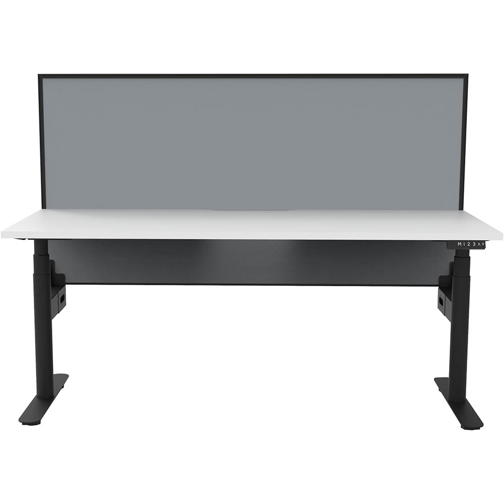 Image for RAPIDLINE HALO PLUS SINGLE SIDED WORKSTATION WITH SCREEN 1200MM NATURAL WHITE TOP / BLACK FRAME / GREY SCREEN from Paul John Office National