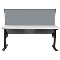 rapidline halo plus single sided workstation with screen 1200mm natural white top / black frame / grey screen