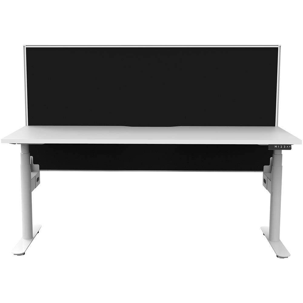 Image for RAPIDLINE HALO PLUS SINGLE SIDED WORKSTATION WITH SCREEN 1200MM NATURAL WHITE TOP / WHITE FRAME / BLACK SCREEN from Office National