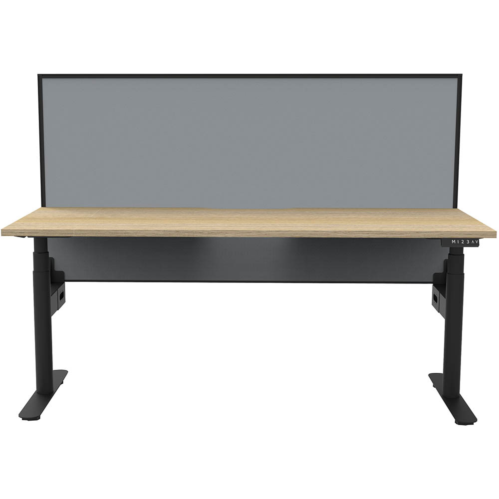 Image for RAPIDLINE HALO PLUS SINGLE SIDED WORKSTATION WITH SCREEN 1500MM NATURAL OAK TOP / BLACK FRAME / GREY SCREEN from OFFICE NATIONAL CANNING VALE