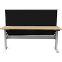 rapidline halo plus single sided workstation with screen and cable tray 1800mm natural oak top / white frame / black screen