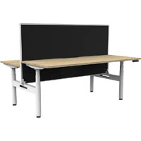 rapidline halo plus double sided workstation with screen 1200mm natural oak top / white frame / black screen