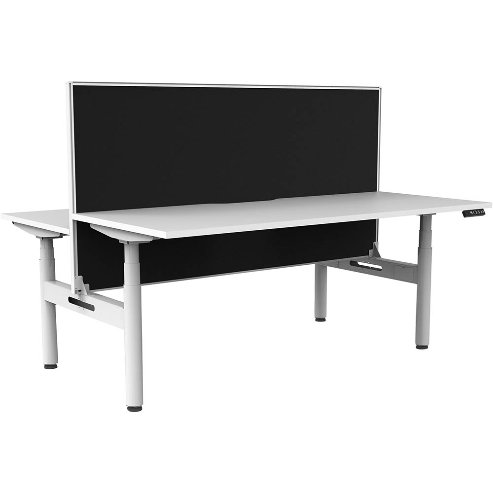 Image for RAPIDLINE HALO PLUS DOUBLE SIDED WORKSTATION WITH SCREEN 1200MM NATURAL WHITE TOP / WHITE FRAME / BLACK SCREEN from Office National
