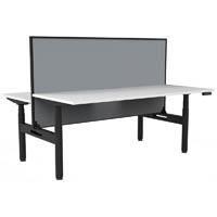 rapidline halo plus double sided workstation with screen 1800mm natural white top / black frame / grey screen